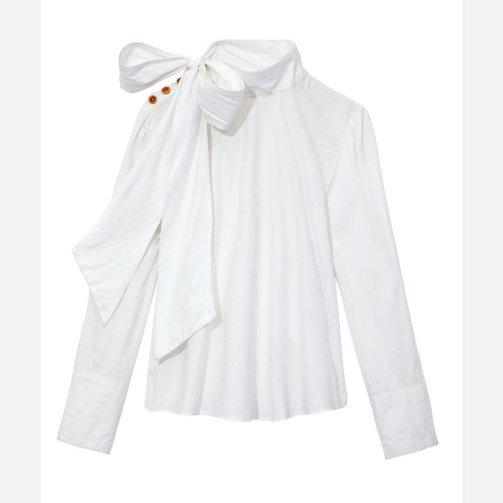 ULLA JOHNSON Penelope Poplin Blouse Button Accents 6 - Picture 2 of 14